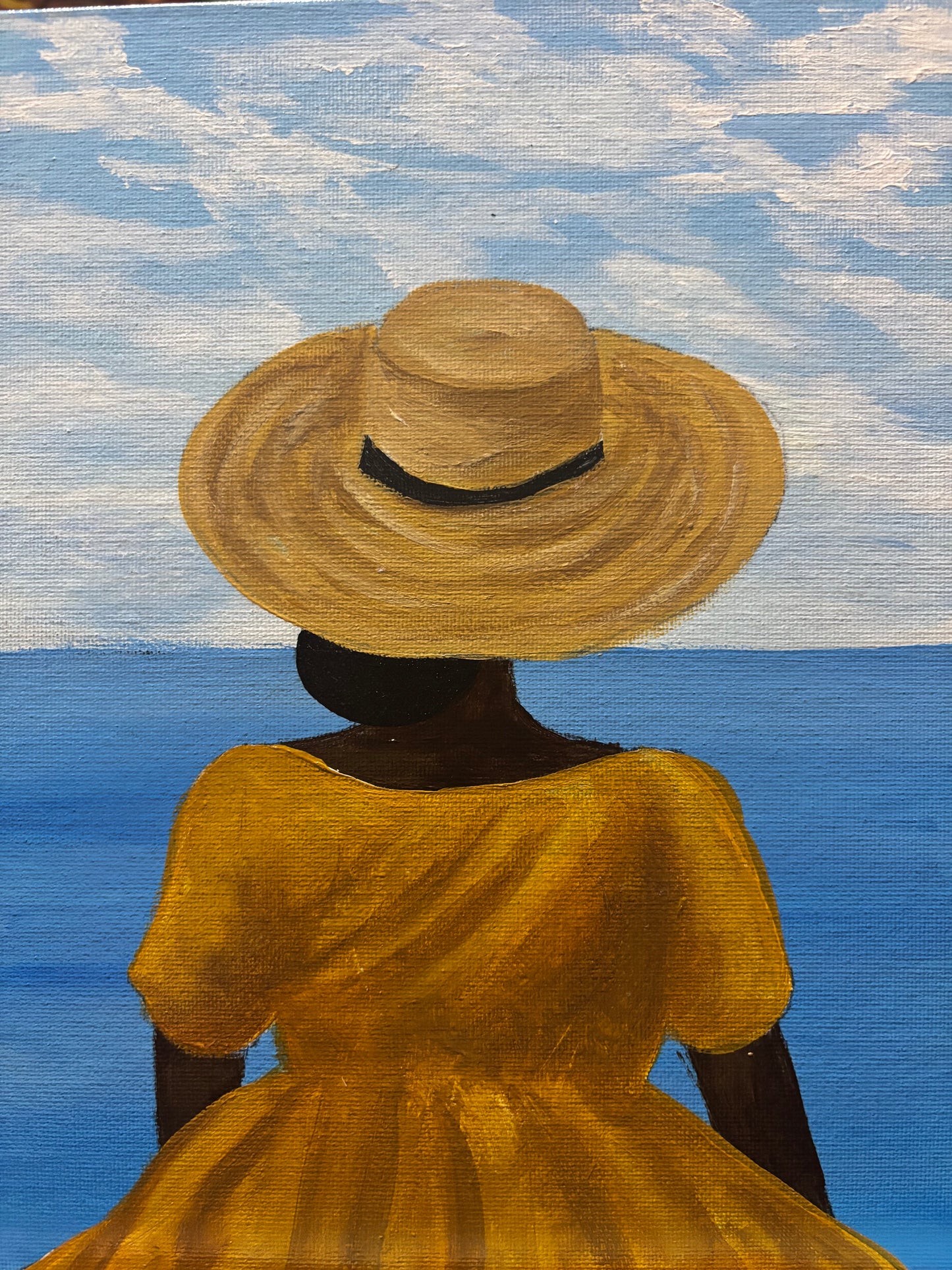 Gullah Woman in Yellow Dress Acrylic on 8x10 Canvas Panel