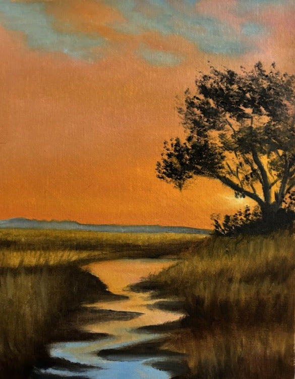 "Lowcountry at Sunset" 8x10 oil on canvas panel
