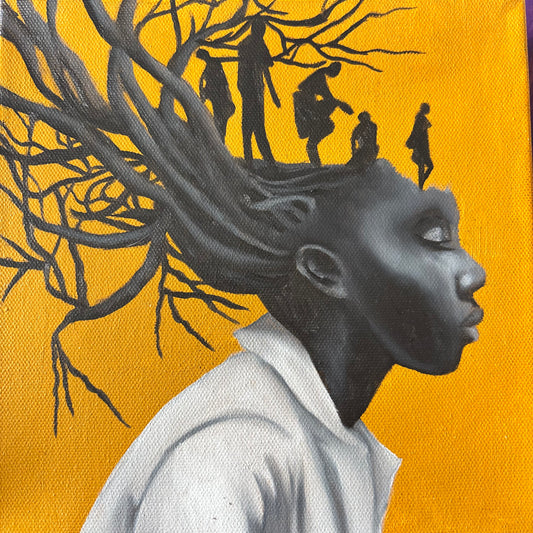 Two Truths, One Silence 8x8 original oil painting