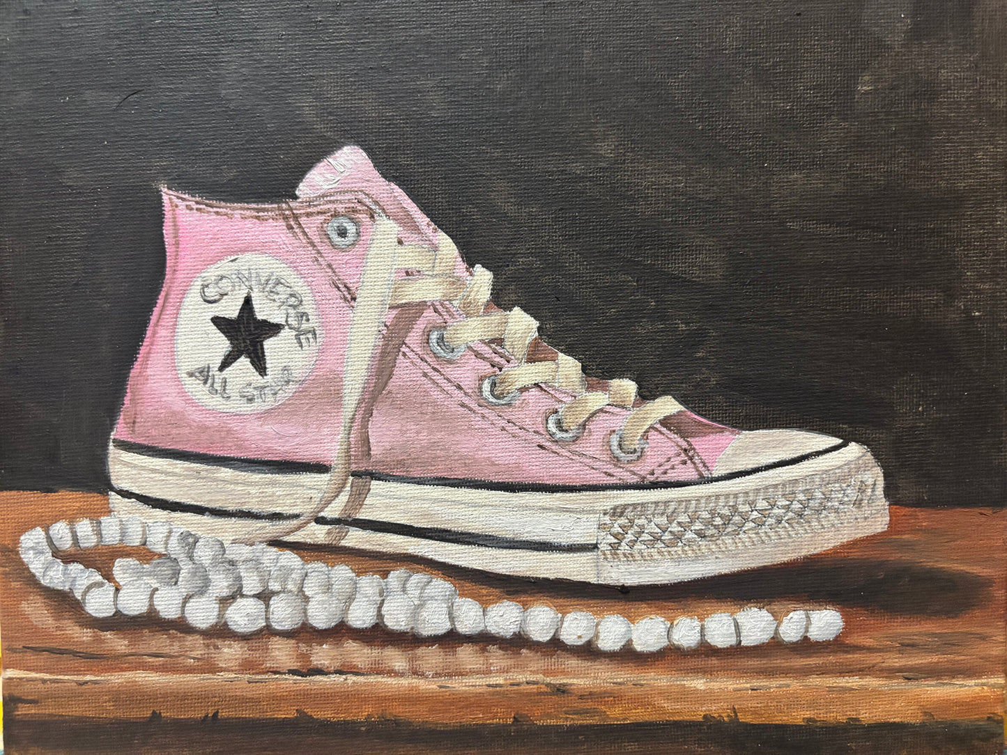 Chucks & Pearls Oil on 8x10 canvas panel
