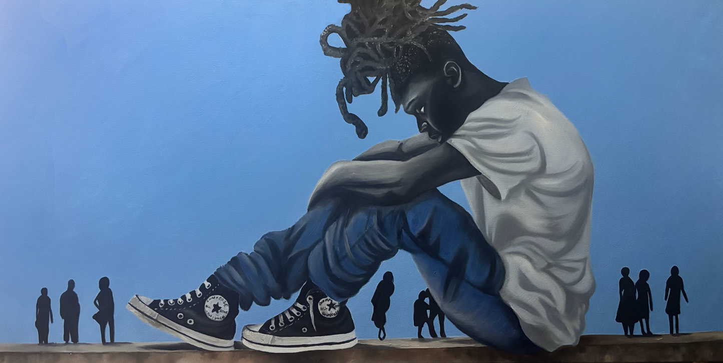 Sitting On the Edge of Madness Original Oil Painting