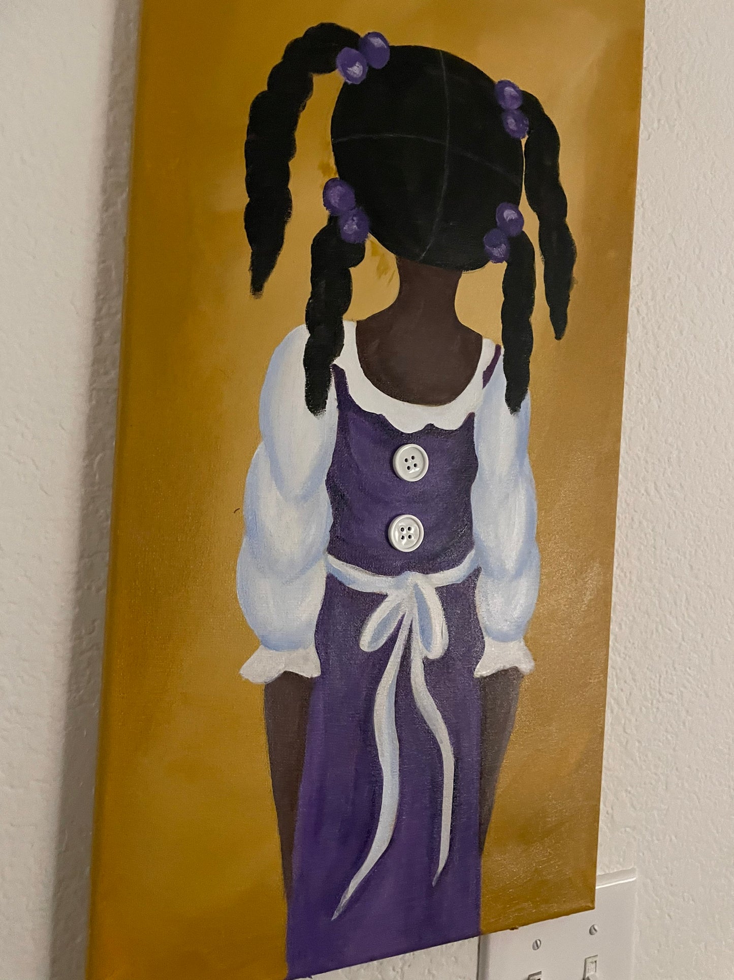 African American girl hair series original acrylic painting “Clair” gullah girls