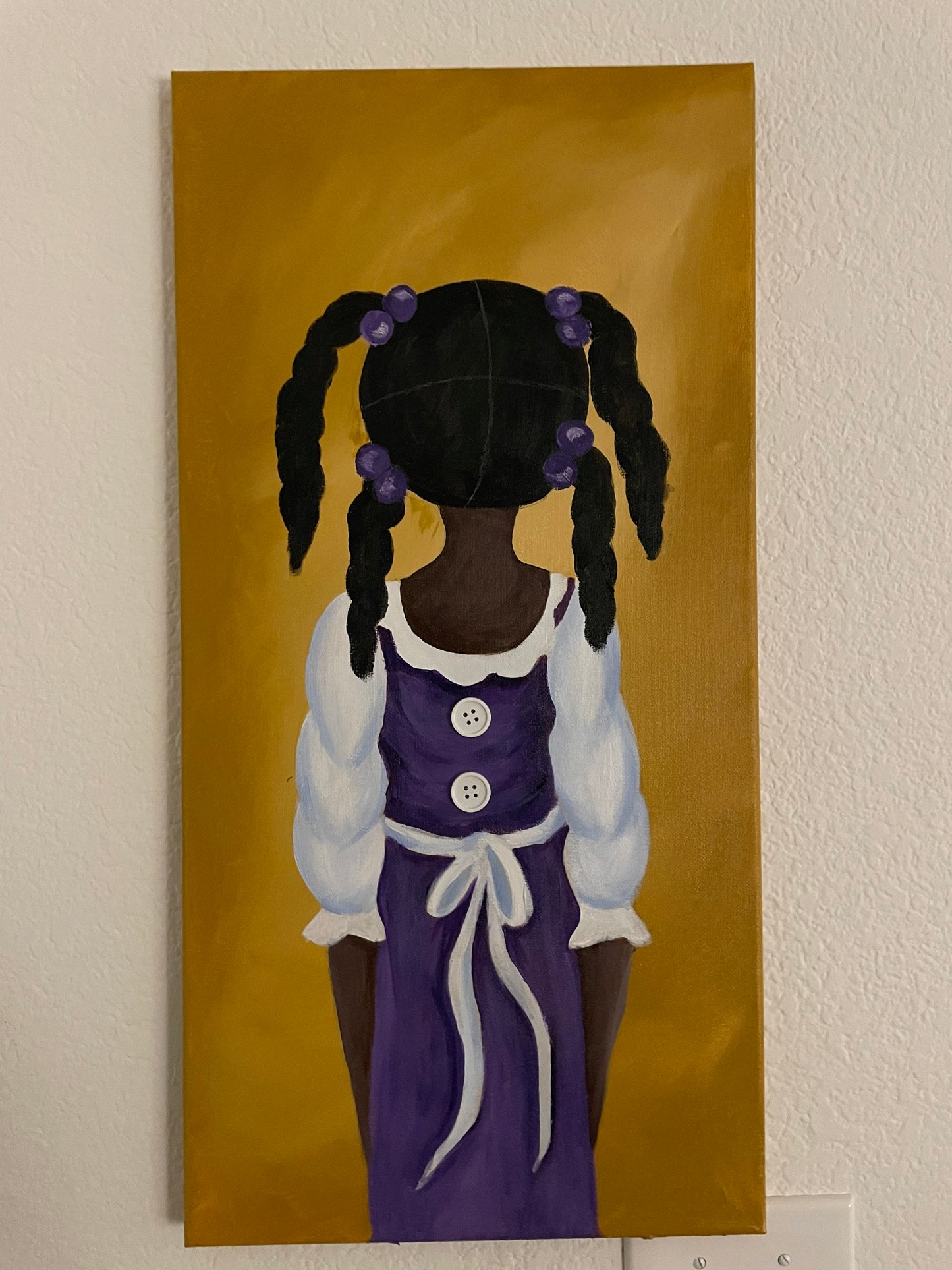 African American girl hair series original acrylic painting “Clair” gullah girls