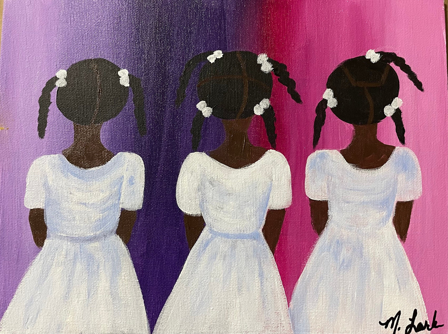 African American Art | girl hair series | Gullah Art | Black folk art | kids art