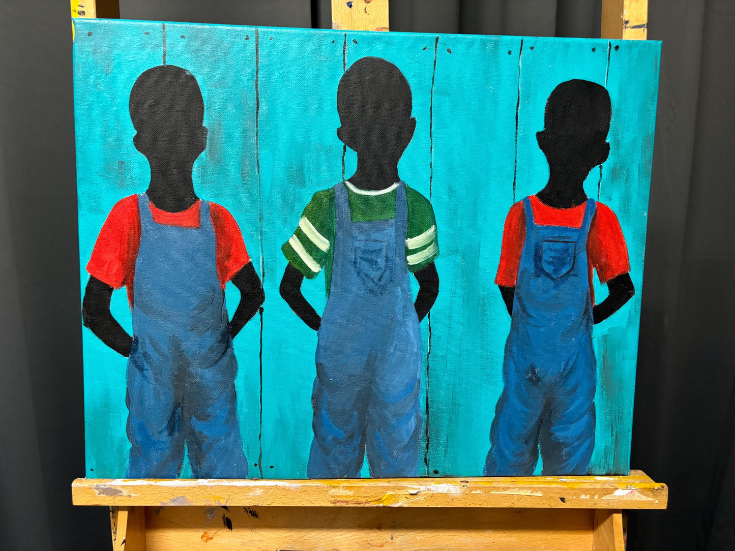 African American Black Boy Joy series “Country Boys” Gullah Art, Black folk art, kids art, original painting