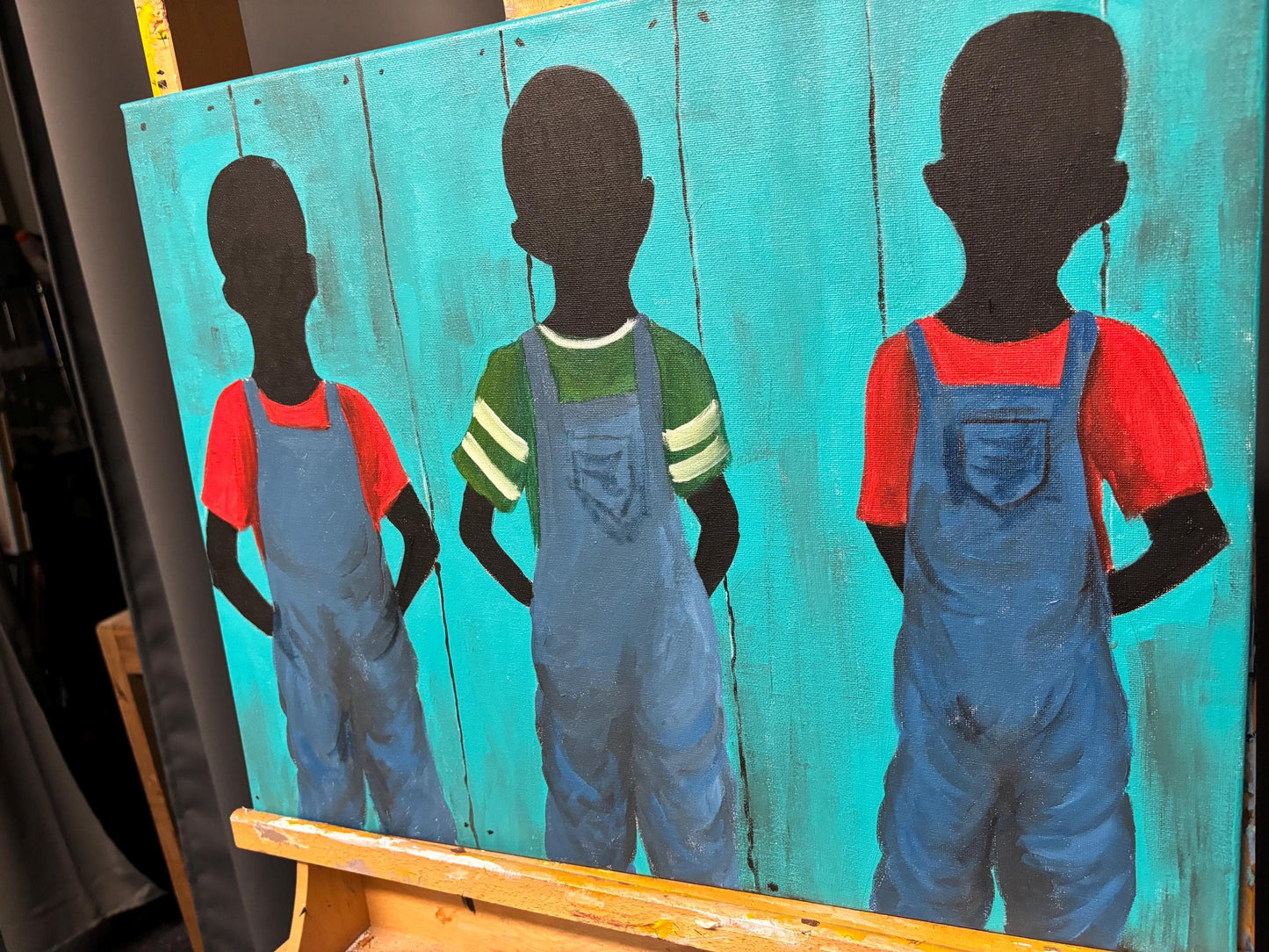 African American Black Boy Joy series “Country Boys” Gullah Art, Black folk art, kids art, original painting