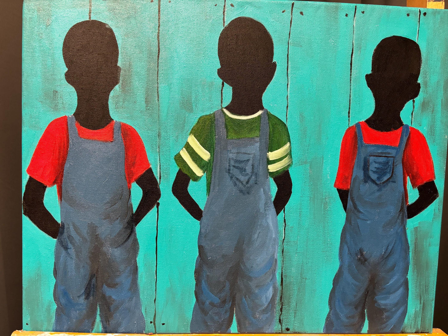 African American Black Boy Joy series “Country Boys” Gullah Art, Black folk art, kids art, original painting